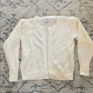 Old Navy Cream Textured Knit Cardigan Sweater